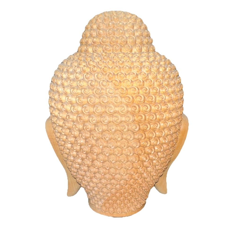 20/Handmade Wooden Buddha Head Sculpture Buddhist Collectible Statue 12'' - Picture 3 of 9